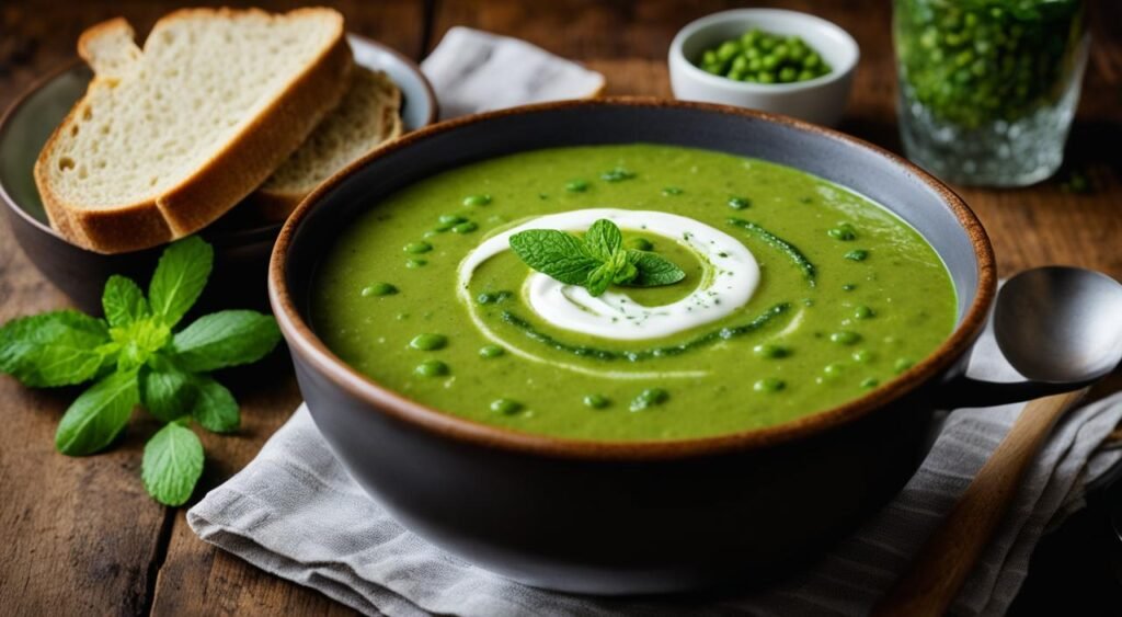 Como Servir a Sopa de Ervilha com Hortelã