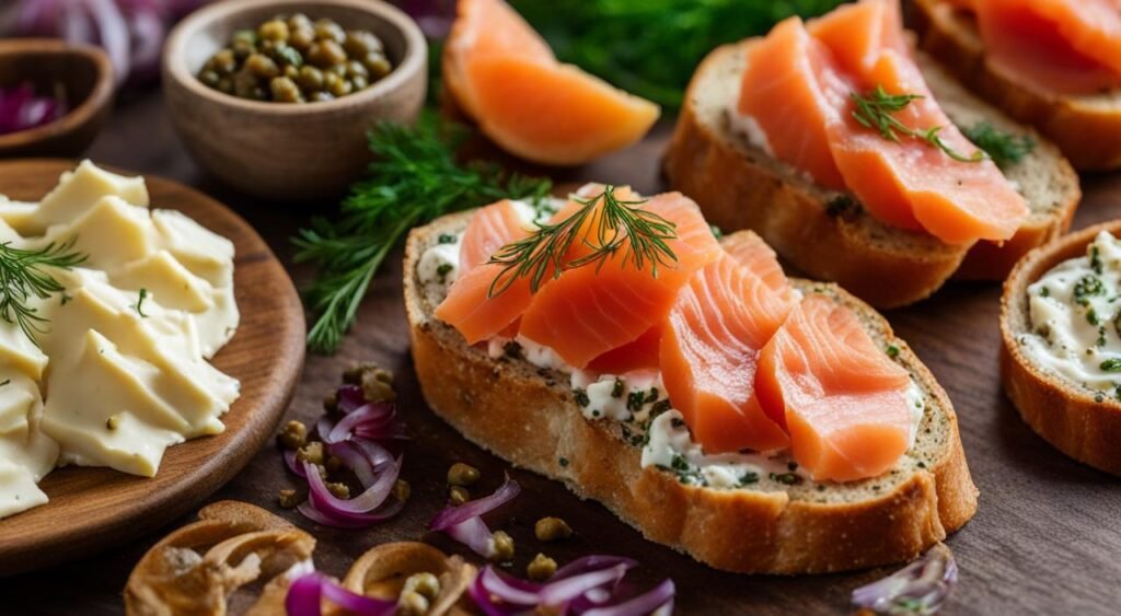 Ingredientes para Canapés de Salmão Ingredientes para Canapés de Salmão