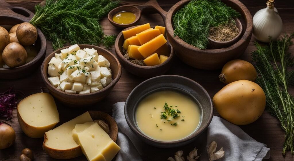 Ingredientes para a Sopa de Batata com Queijo