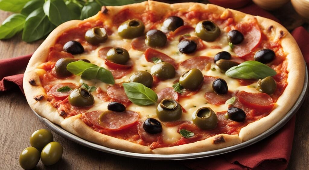 Pizza de Calabresa com Azeitonas