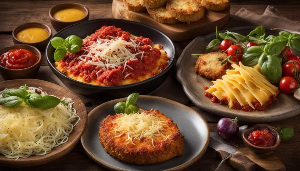 Variações de Parmegiana com Queijo