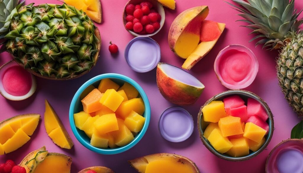 Variações do sorvete de frutas tropicais
