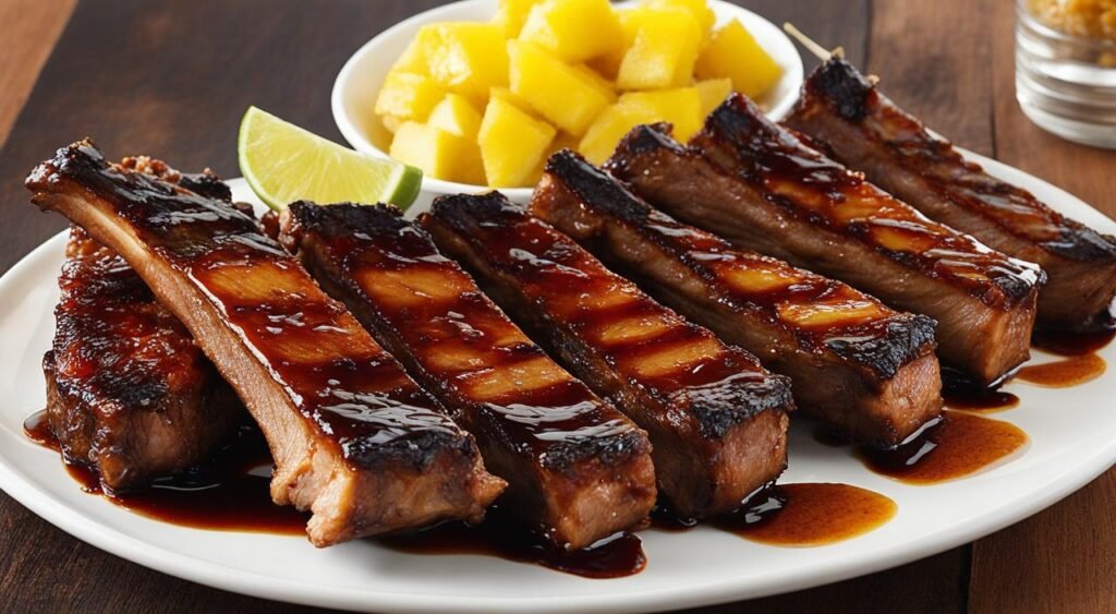 costelinha de porco com chutney de abacaxi