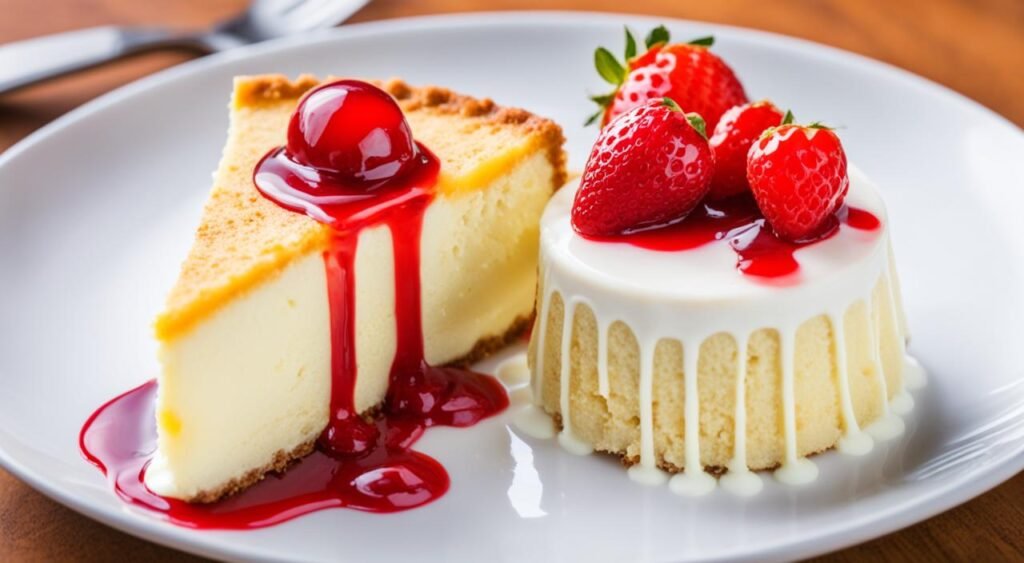 Bolo de Liquidificador de Caqui com geleia de morango e sorvete de creme