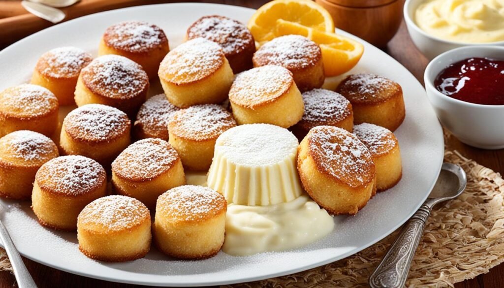 bolinhos de leite com acompanhamentos