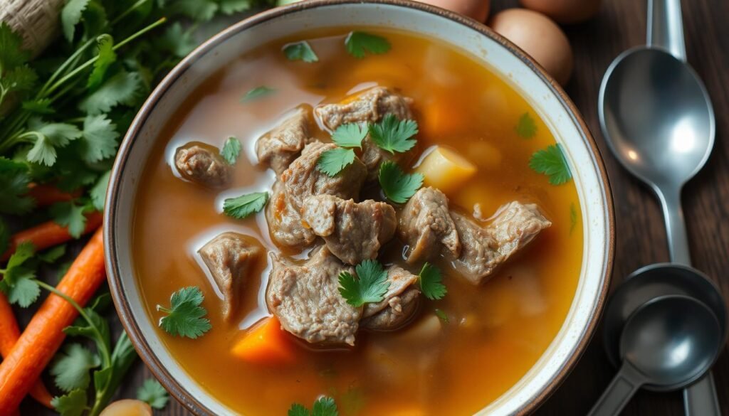 Caldo de carne moída