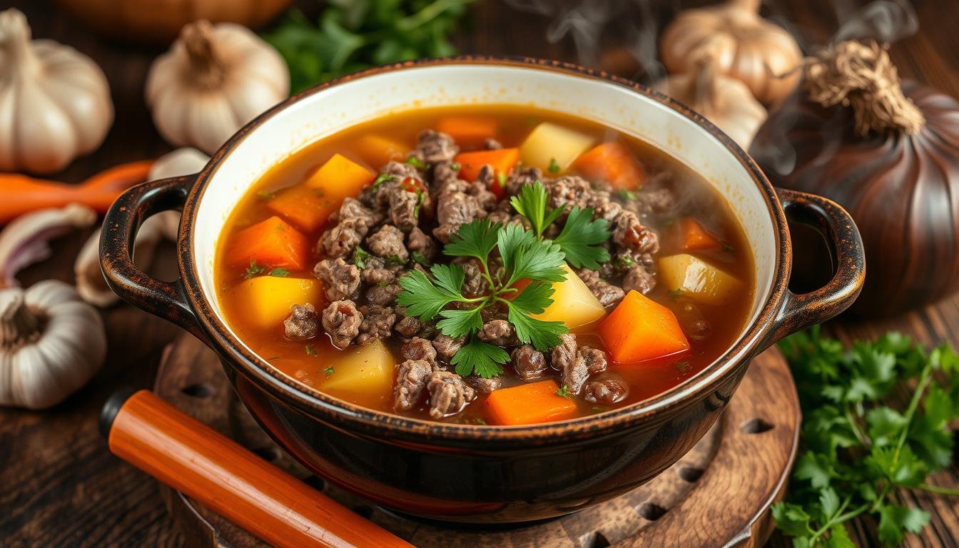 caldo de carne moida